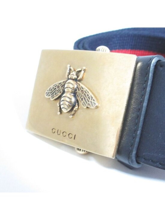 Gucci Bicolor Sherry Web Stripe Belt 85 34 Navy Red